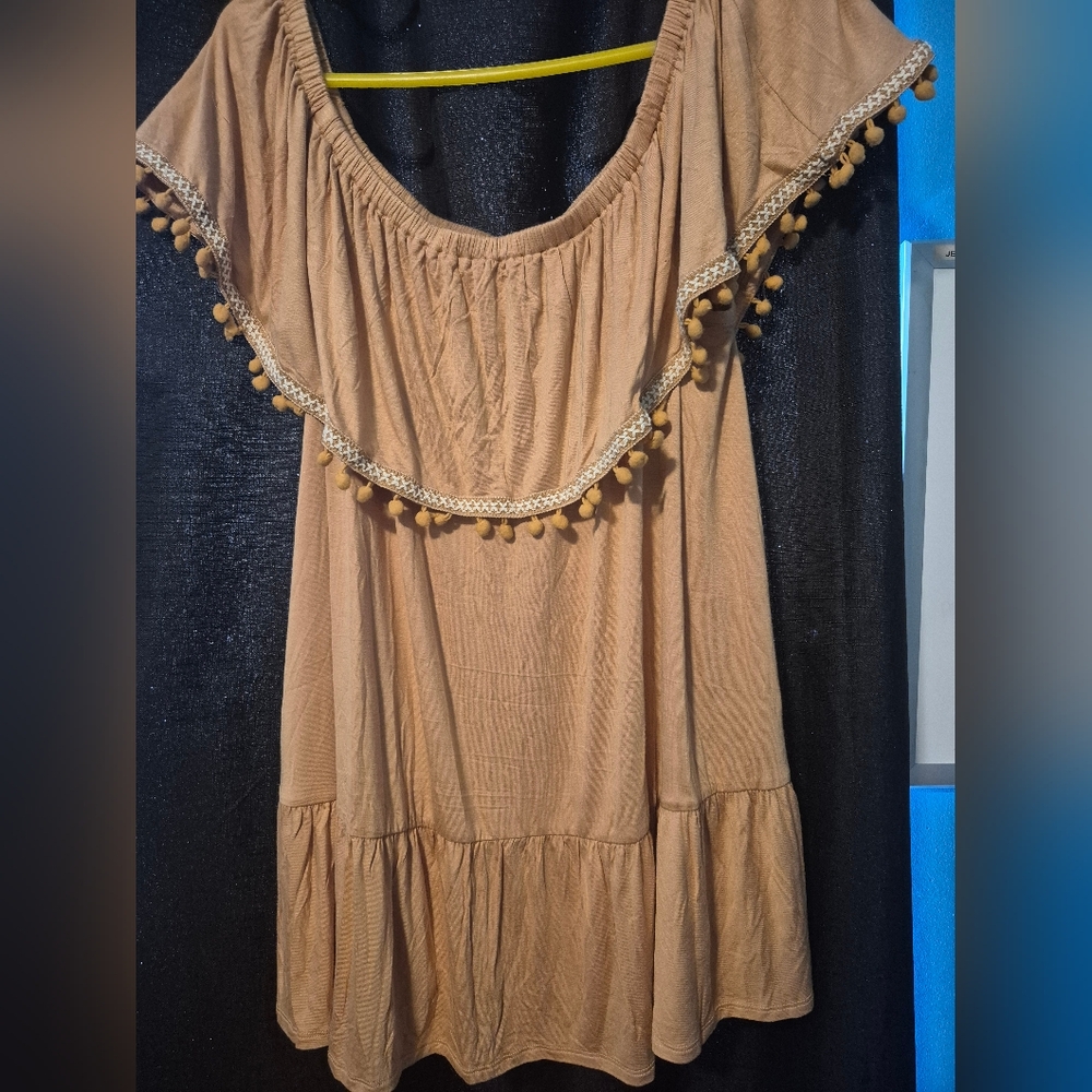 Lane Bryant Tan Sleeveless Ruffled Blouse